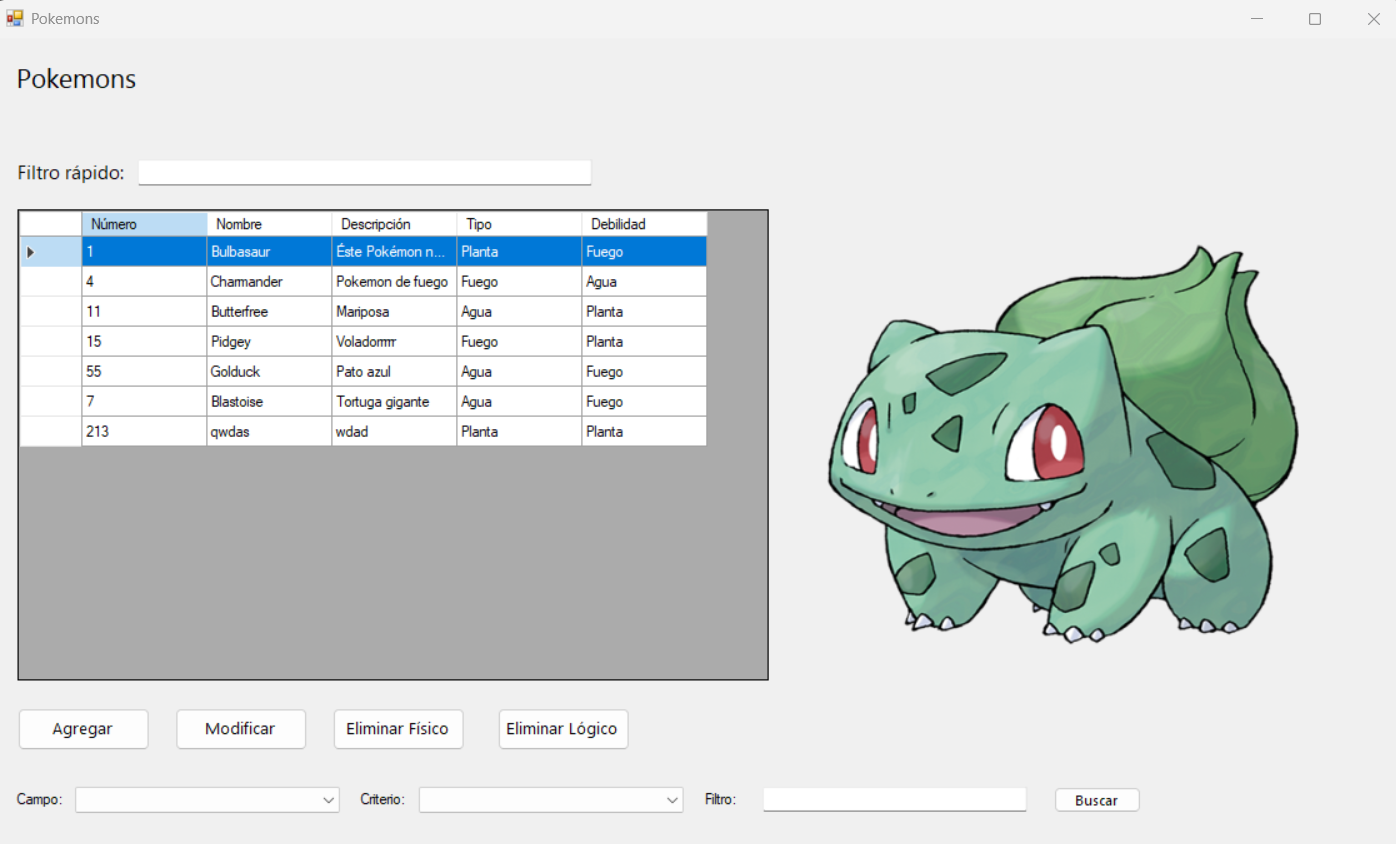 Captura de la aplicación de escritorio de Pokémon